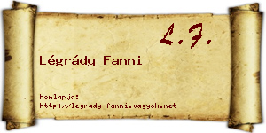 Légrády Fanni névjegykártya
